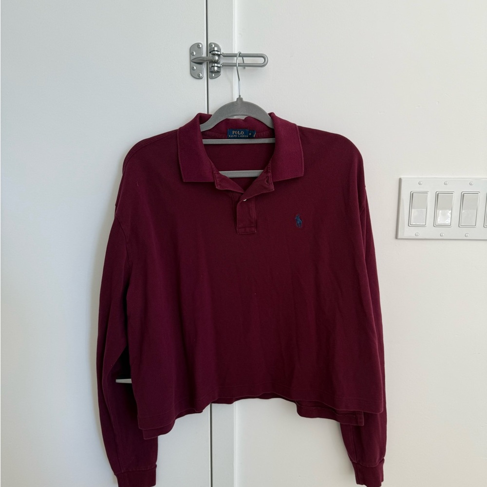 Burgundy Long Sleeve Polo Shirt